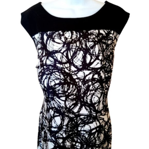 Black White Printed Sleeveless Dress Size 16 - - Picture 2 of 4